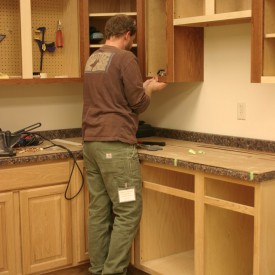 Cabinet Refacing with 1/8 Plywood Installing Bottom Rail